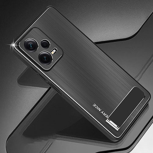 Luxury Aluminum Metal Back Cover and Silicone Frame Case JS2 for Xiaomi Poco X5 5G Black