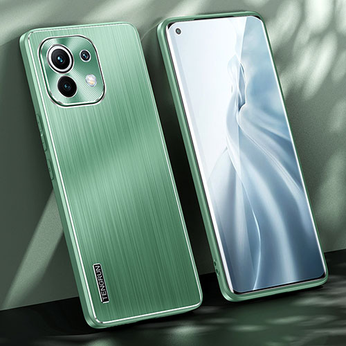 Luxury Aluminum Metal Back Cover and Silicone Frame Case M01 for Xiaomi Mi 11 Lite 4G Green