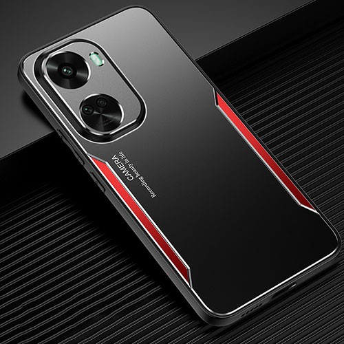 Luxury Aluminum Metal Back Cover and Silicone Frame Case PB1 for Huawei Nova 11 SE Red