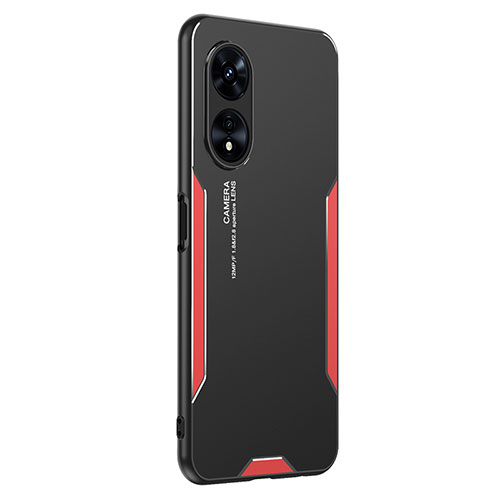 Luxury Aluminum Metal Back Cover and Silicone Frame Case PB1 for Oppo A1 Pro 5G Red