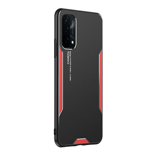 Luxury Aluminum Metal Back Cover and Silicone Frame Case PB1 for Oppo A74 5G Red