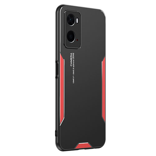 Luxury Aluminum Metal Back Cover and Silicone Frame Case PB1 for Oppo A76 Red