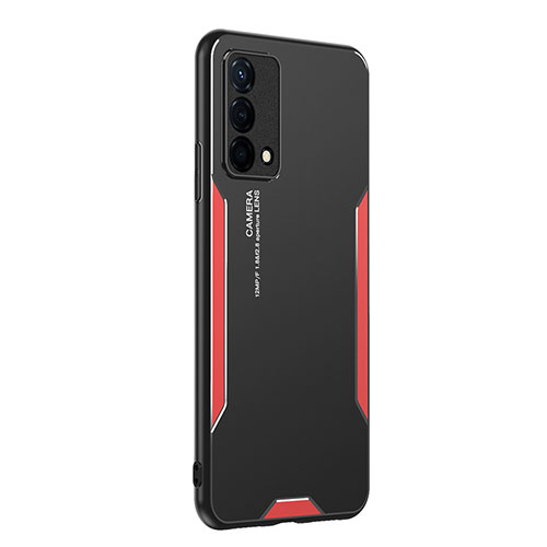 Luxury Aluminum Metal Back Cover and Silicone Frame Case PB1 for Oppo K9 5G Red