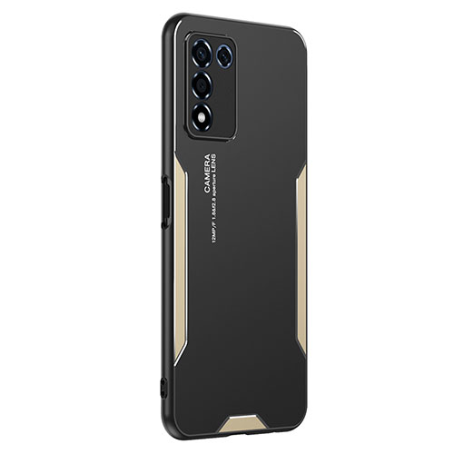 Luxury Aluminum Metal Back Cover and Silicone Frame Case PB1 for Realme 9 SE 5G Gold