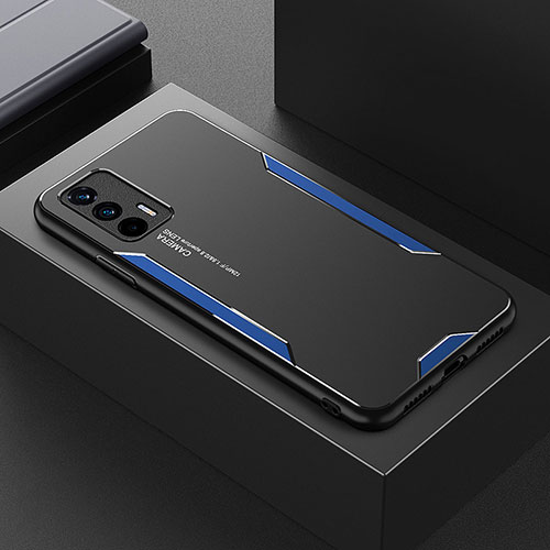 Luxury Aluminum Metal Back Cover and Silicone Frame Case PB1 for Realme GT Neo 5G Blue