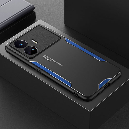 Luxury Aluminum Metal Back Cover and Silicone Frame Case PB1 for Realme GT Neo5 SE 5G Blue