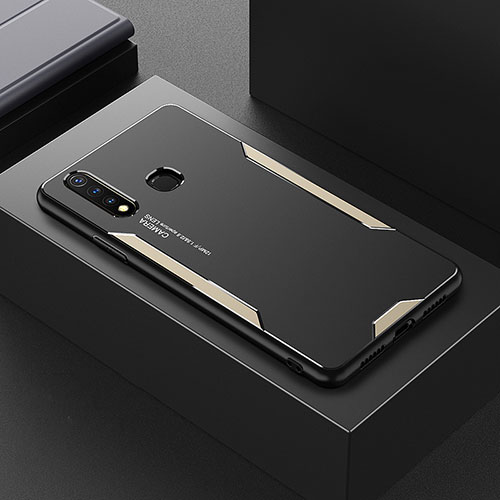 Luxury Aluminum Metal Back Cover and Silicone Frame Case PB1 for Vivo Y19 Gold