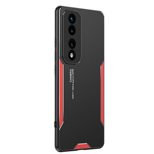 Luxury Aluminum Metal Back Cover and Silicone Frame Case PB2 for Huawei Honor 70 Pro+ Plus 5G Red