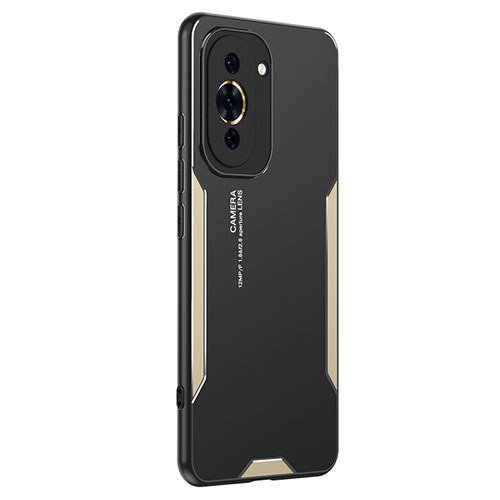 Luxury Aluminum Metal Back Cover and Silicone Frame Case PB2 for Huawei Nova 10 Pro Gold