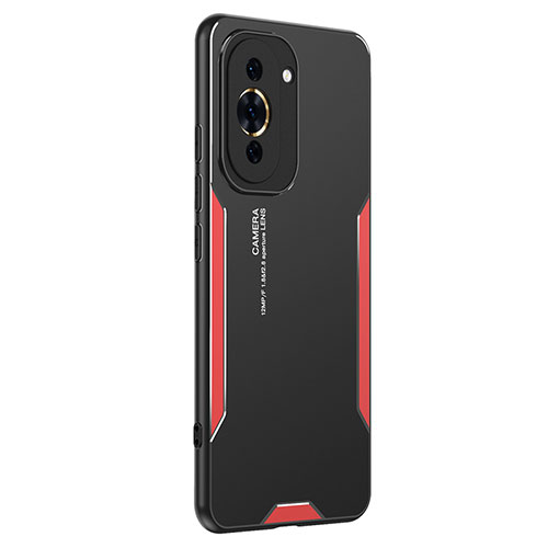 Luxury Aluminum Metal Back Cover and Silicone Frame Case PB2 for Huawei Nova 10 Pro Red