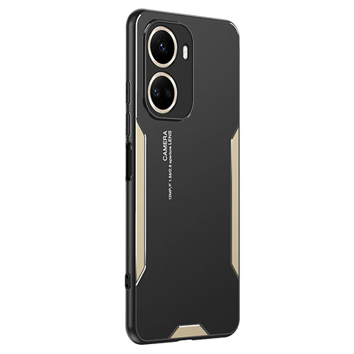 Luxury Aluminum Metal Back Cover and Silicone Frame Case PB2 for Huawei Nova 10 SE Gold