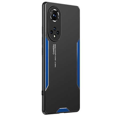 Luxury Aluminum Metal Back Cover and Silicone Frame Case PB2 for Huawei Nova 9 Pro Blue