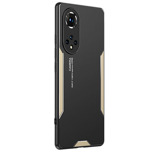 Luxury Aluminum Metal Back Cover and Silicone Frame Case PB2 for Huawei Nova 9 Pro Gold