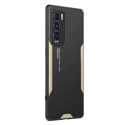 Luxury Aluminum Metal Back Cover and Silicone Frame Case PB2 for Realme GT Master Explorer 5G Gold