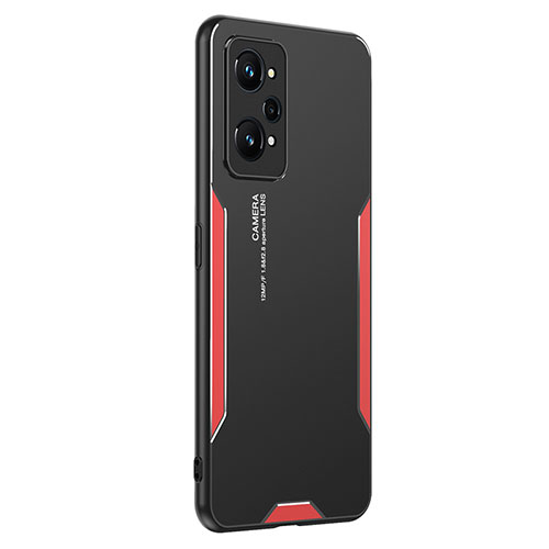 Luxury Aluminum Metal Back Cover and Silicone Frame Case PB2 for Realme GT Neo 3T 5G Red