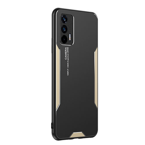 Luxury Aluminum Metal Back Cover and Silicone Frame Case PB2 for Realme GT Neo 5G Gold