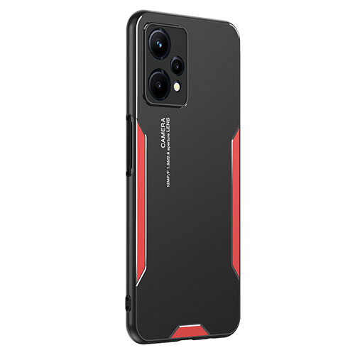 Luxury Aluminum Metal Back Cover and Silicone Frame Case PB2 for Realme Q5 5G Red