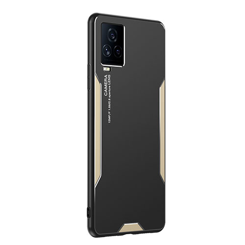 Luxury Aluminum Metal Back Cover and Silicone Frame Case PB2 for Vivo iQOO 7 Legend 5G Gold