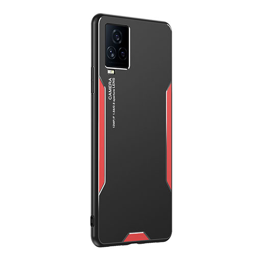 Luxury Aluminum Metal Back Cover and Silicone Frame Case PB2 for Vivo iQOO 7 Legend 5G Red