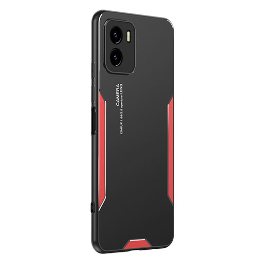 Luxury Aluminum Metal Back Cover and Silicone Frame Case PB2 for Vivo Y15S Red