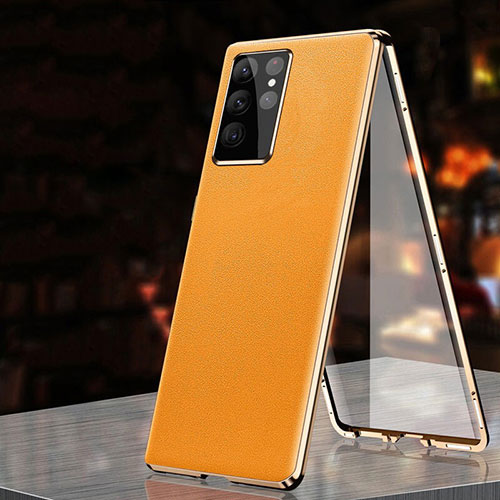 Luxury Aluminum Metal Cover Case 360 Degrees D01 for Samsung Galaxy S25 Ultra 5G Orange