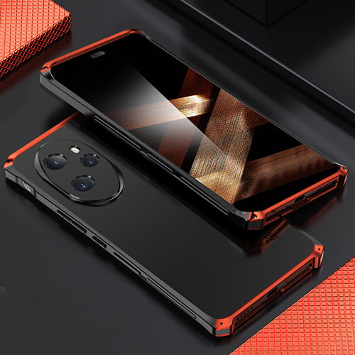 Luxury Aluminum Metal Cover Case 360 Degrees for Huawei Honor 100 Pro 5G Red and Black