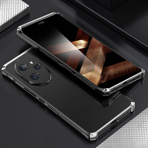 Luxury Aluminum Metal Cover Case 360 Degrees for Huawei Honor 100 Pro 5G Silver and Black