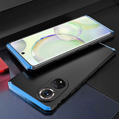 Luxury Aluminum Metal Cover Case 360 Degrees for Huawei Honor 50 5G Blue and Black