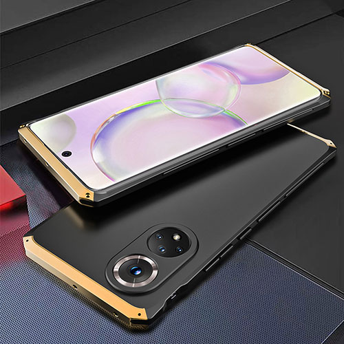 Luxury Aluminum Metal Cover Case 360 Degrees for Huawei Honor 50 5G Gold and Black