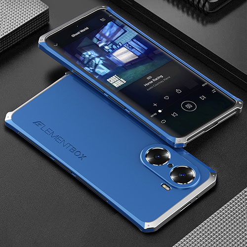 Luxury Aluminum Metal Cover Case 360 Degrees for Huawei Honor 60 Pro 5G Silver and Blue