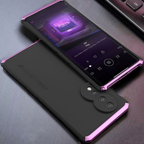 Luxury Aluminum Metal Cover Case 360 Degrees for Huawei Honor 80 Pro 5G Purple