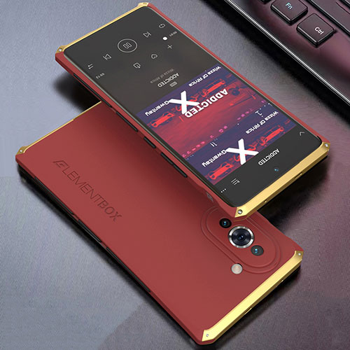 Luxury Aluminum Metal Cover Case 360 Degrees for Huawei Nova 10 Gold and Red