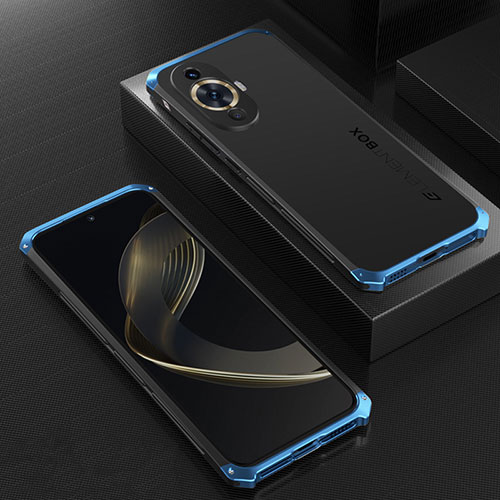 Luxury Aluminum Metal Cover Case 360 Degrees for Huawei Nova 11 Blue and Black