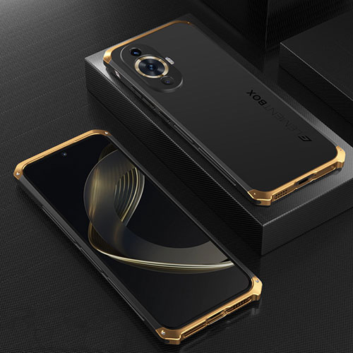 Luxury Aluminum Metal Cover Case 360 Degrees for Huawei Nova 11 Gold and Black