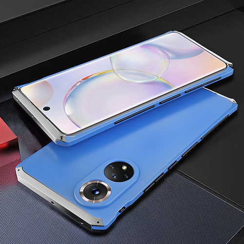 Luxury Aluminum Metal Cover Case 360 Degrees for Huawei Nova 9 Silver and Blue