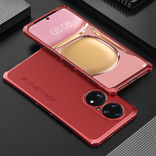 Luxury Aluminum Metal Cover Case 360 Degrees for Huawei P50 Red