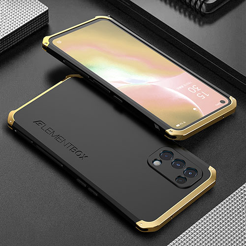 Luxury Aluminum Metal Cover Case 360 Degrees for Oppo K9 5G Gold and Black