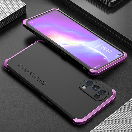 Luxury Aluminum Metal Cover Case 360 Degrees for Oppo K9 5G Purple