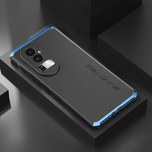 Luxury Aluminum Metal Cover Case 360 Degrees for Oppo Reno10 Pro+ Plus 5G Blue and Black