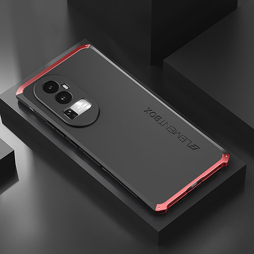 Luxury Aluminum Metal Cover Case 360 Degrees for Oppo Reno10 Pro+ Plus 5G Red and Black