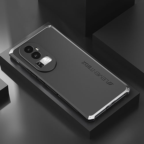 Luxury Aluminum Metal Cover Case 360 Degrees for Oppo Reno10 Pro+ Plus 5G Silver and Black