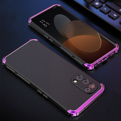 Luxury Aluminum Metal Cover Case 360 Degrees for Oppo Reno5 5G Purple