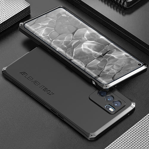 Luxury Aluminum Metal Cover Case 360 Degrees for Oppo Reno6 Pro 5G India Black