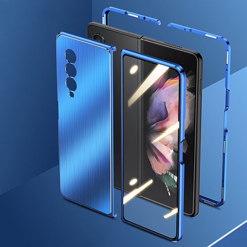 Luxury Aluminum Metal Cover Case 360 Degrees for Samsung Galaxy Z Fold3 5G Blue