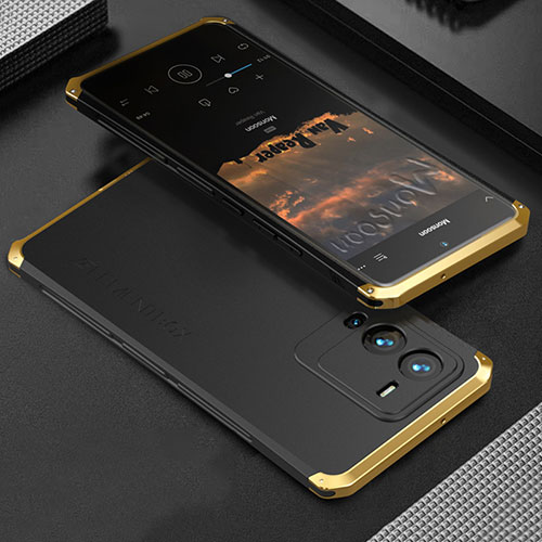 Luxury Aluminum Metal Cover Case 360 Degrees for Vivo V25 Pro 5G Gold and Black