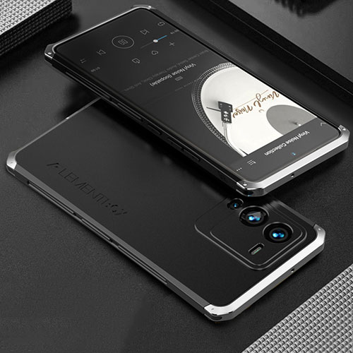 Luxury Aluminum Metal Cover Case 360 Degrees for Vivo V25 Pro 5G Silver and Black