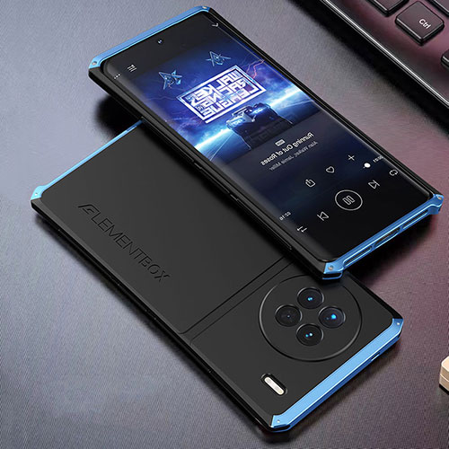 Luxury Aluminum Metal Cover Case 360 Degrees for Vivo X90 Pro 5G Blue and Black