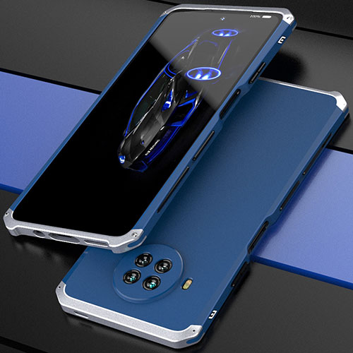 Luxury Aluminum Metal Cover Case 360 Degrees for Xiaomi Mi 10i 5G Silver and Blue