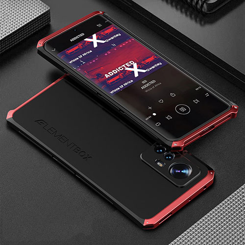 Luxury Aluminum Metal Cover Case 360 Degrees for Xiaomi Mi 12 Pro 5G Red and Black