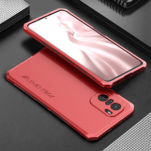Luxury Aluminum Metal Cover Case 360 Degrees for Xiaomi Poco F3 5G Red